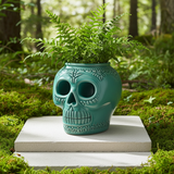 Mexican Ceramic Skull Vase